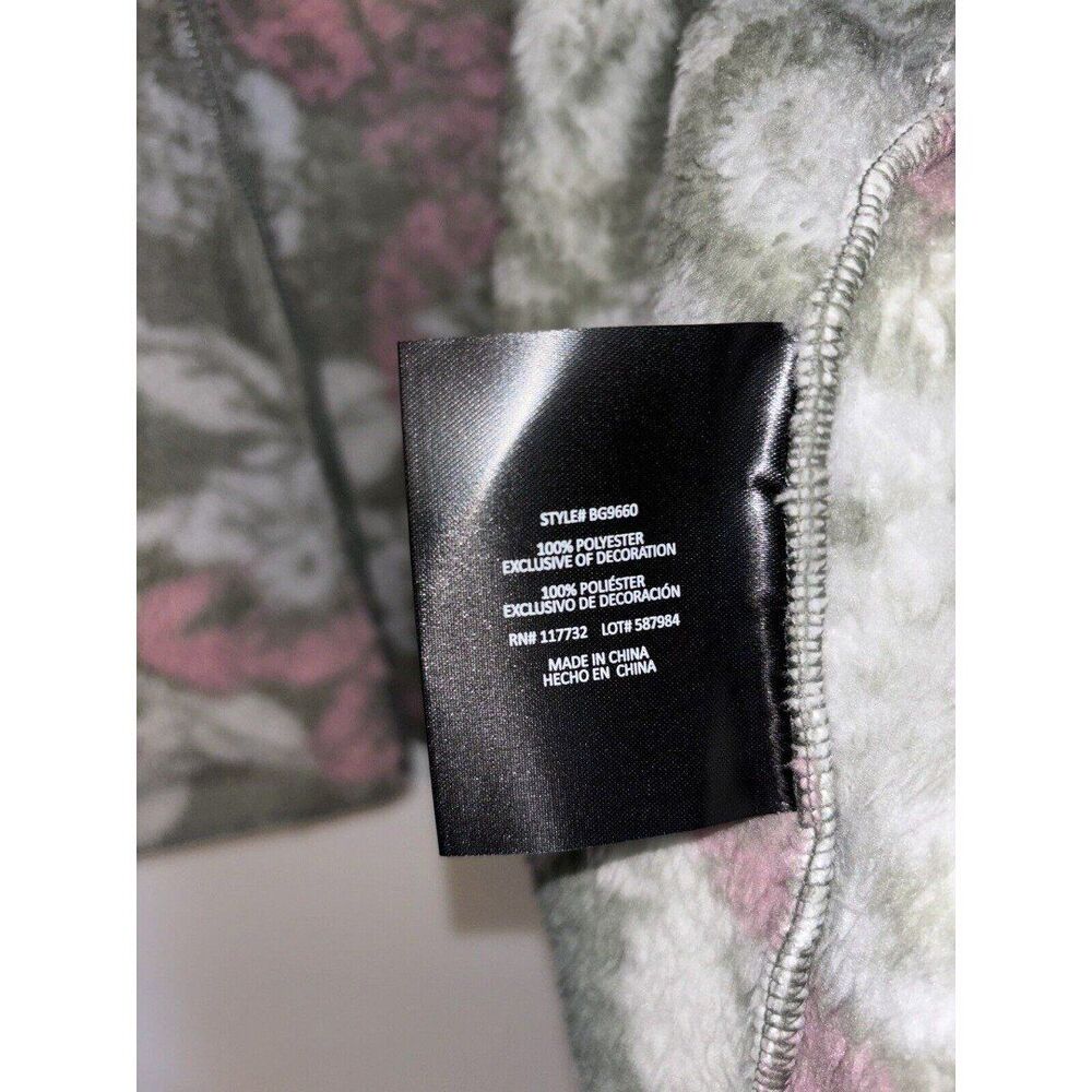 Ladies Gerry Fleece Zip Up Jacket Size Medium Floral Green Pink Gray - Picture 8 of 9